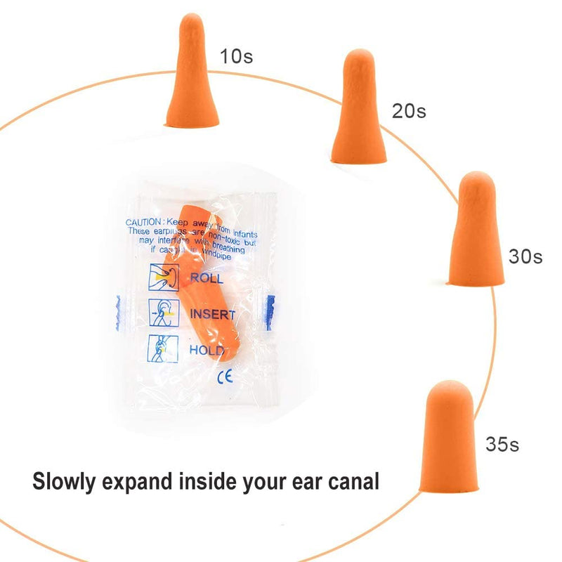 Ear Plug -100 Pairs- Orange Soft Foam Ear Plug 38dB SNR Adult Kids Noise Cancelling and for Sleeping, Snoring, Work, Studying, Loud Noise Sound Blocking Reduction Earplugs Poly Bags - NewNest Australia