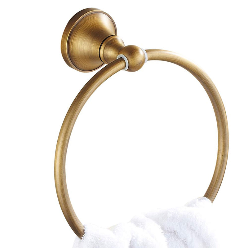 WOLIBEER Antique Brass Towel Ring, Bathroom Hand Towel Holder Wall Mount Brushed Brass Round Towel Rack Round Towel Ring - NewNest Australia