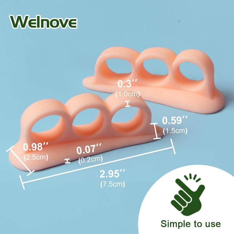 Welnove Hammer Toe Crests Pads 10 PCS Gel Toe Straightener Cushion Support (3 Loops Beige) Pain Relief for Hammer Toe, Overlapping Toes, Curled Toe 3 Toe Loop *10 - NewNest Australia