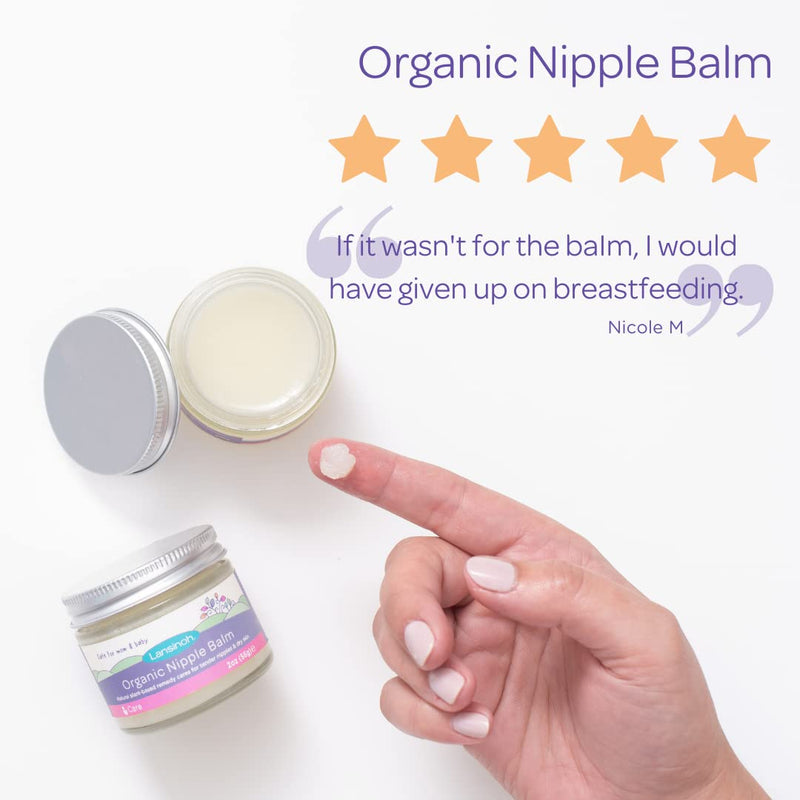 Lansinoh Organic Nipple Balm 60ml Natural Breastfeeding Cream, natural ingredients, tasteless, odourless, care for nipples when breastfeeding & dry skin when pregnant - NewNest Australia