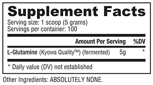 NutraBio L-Glutamine Powder - Amino Acid - Pure Grade: Absolutely no Additives, Fillers or Excipients! - Muscle Recovery Supplement - (500 Grams) 1.1 Pound (Pack of 1) - NewNest Australia