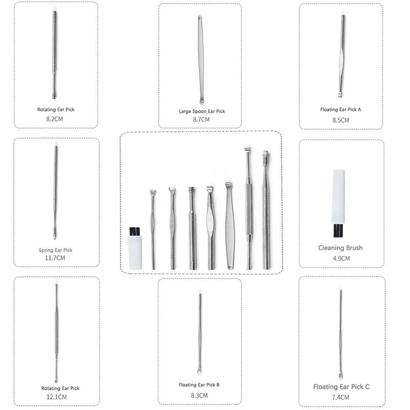 Ear Wax Removal Kit, 8 Pcs Ear Pick Earwax Removal Tool, Ear Cleansing Tool Set, Stainless Steel Ear Wax Remover with Storage Box, Reusable Ear Curette Wax Removal Set for Children & Adults - NewNest Australia