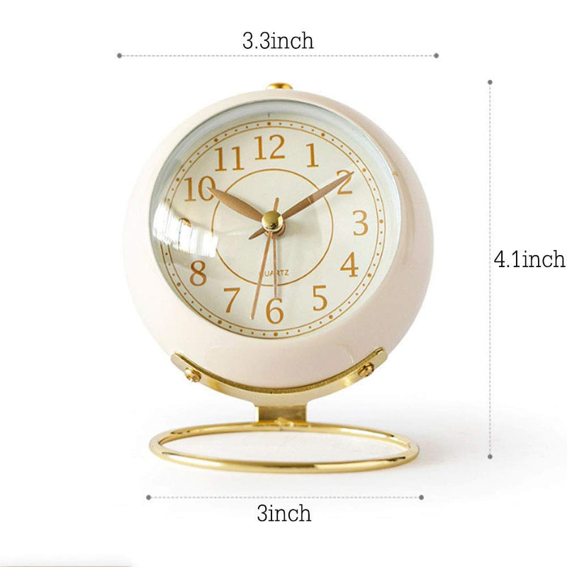 NewNest Australia - JUSTUP Small Table Clocks, Classic Non-Ticking Tabletop Alarm Clock Battery Operated Desk Clock with Backlight HD Glass for Bedroom Living Room Kitchen Indoor Decor (White) White 