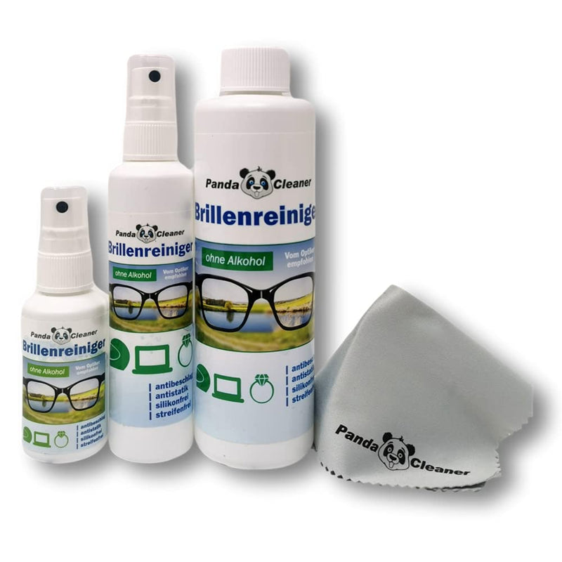 PANDACLEANER® Set 400ml glasses cleaner 50ml spray for on the go + 100ml for home + 250ml refill bottle | without alcohol | anti-fog | streak-free | - NewNest Australia