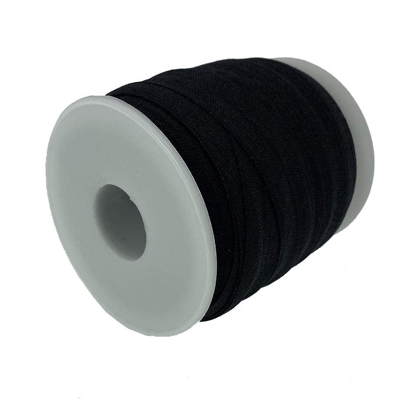 PAMIR TONG 25 Yards 5/8'' Fold Over Elastic FOE Headband Baby Hairbow Soft Foldover Elastic Binding Webbing Tape Craft Sewing (Black) Black - NewNest Australia