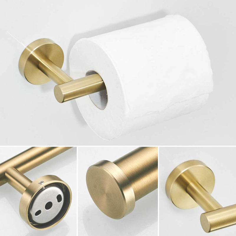 BATHSIR Gold Towel Ring Set, Bathroom Hardware Includes Toilet Paper Holder and Towel Holder Wall Mount Brushed Gold Bathroom Accessories 2 Pieces Stainless Steel 2 pcs - NewNest Australia