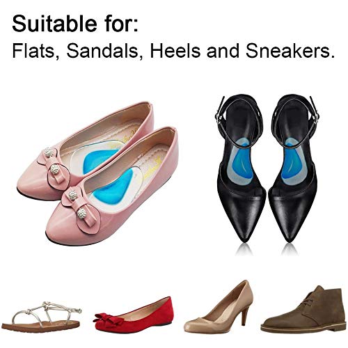 2 Pairs Gel Arch Support Insoles, Silicone Orthopedic Flat Feet Orthotic Arch Support Insoles Plantar Fasciitis Shoe Arch Support Gel High Heel Inserts Cushion Pads for Women Men (Blue) - NewNest Australia