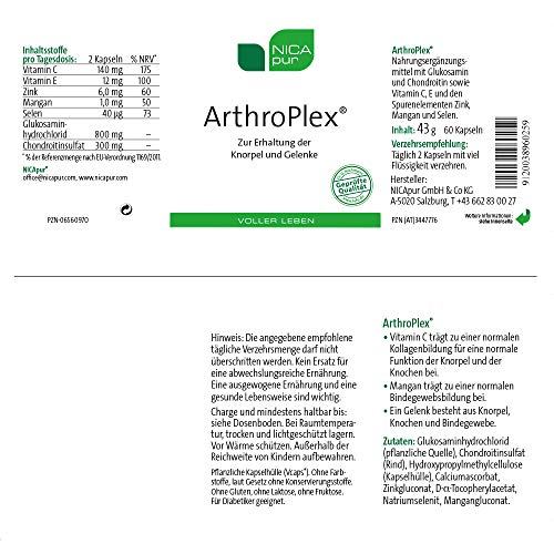 Nicapur Arthroplex Premium, For Cartilage And Joints, With The Special Complex Actijoy, Vitamins C And D, Manganese And Incense Extract, Pure Substance Without Additives, 60 Capsules - NewNest Australia