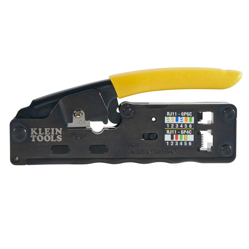 Klein Tools VDV226-107 Compact Ratcheting Modular Crimper / Cutter / Stripper for RJ45, RJ11/12, CAT6, CAT5e, CAT3, Flat-Satin Voice Cables - NewNest Australia