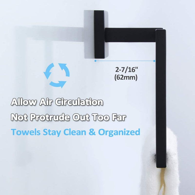 Hand Towel Ring Matte Black, Angle Simple Stainless Steel Bathroom Towel Holder, Square Towel Ring, Shower Kitchen Towel Hanger Wall Mount, 7.09-Inch - NewNest Australia