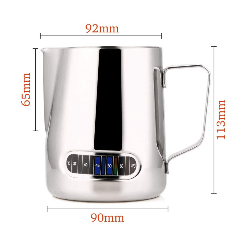 Milk Coffee Frothing Pitcher with Thermometer 600ml Stainless Steel Coffee Pitcher for Espresso Machines, Latte Cappuccino Art - NewNest Australia