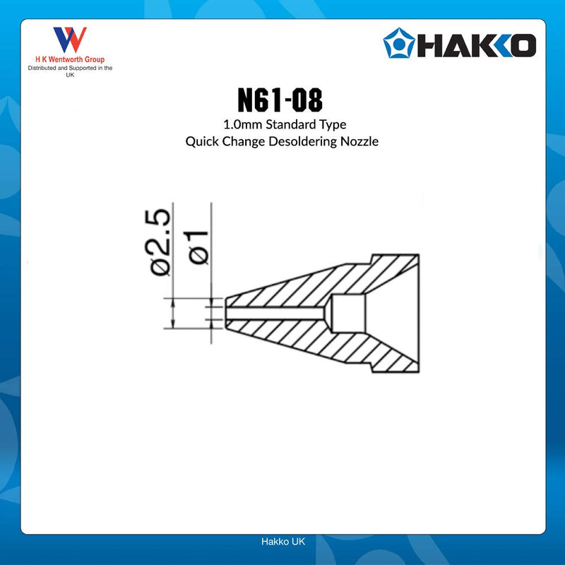 Hakko Desoldering Nozzle /1.0mm N61-08 (For FR-4101, FR-301) - NewNest Australia