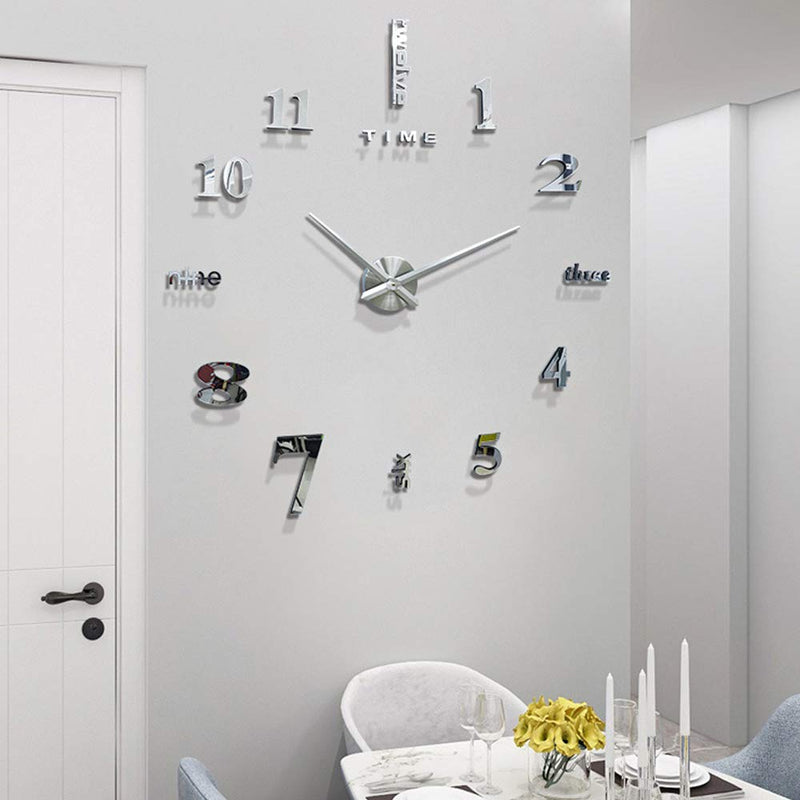 NewNest Australia - LZYMSZ 3D Mirror DIY Wall Clock,Modern Design, Frameless for Decorate The Empty Wall, Like Home, Office, Hotel, Easy to Assemble(Black) Black 