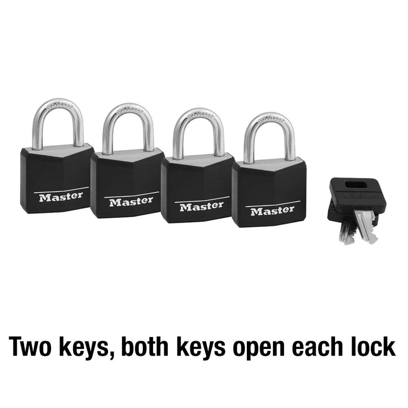 Master Lock 131Q Covered Aluminum Padlock with Key, Black, 4 Pack - NewNest Australia