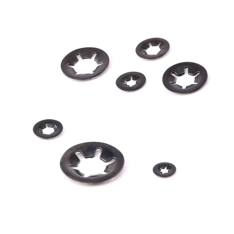 SpzcdZa 260pcs 7 size Internal Tooth Starlock Washers Locking Washer Assortment Kit, Push On Speed Clips Fasteners Assortment Kit,Quick Speed Locking Washers,Black Oxide Finish65Mn Black Oxide Finish - NewNest Australia