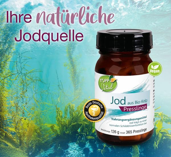 KOPP Vital® iodine from organic kelp pellets | 126g | 1 x 365 pellets | Organic brown algae | Premium Quality | Certified organic | Pharmacy quality - NewNest Australia