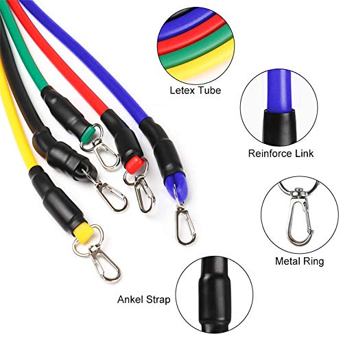 Nature Therapy Home Fitness Accessory Resistance Tube Resistant Bands Set (11 PCS) With Carrying Bag Muscle Building Strength Training Yoga Pull Rope Home Gym Equipment - NewNest Australia