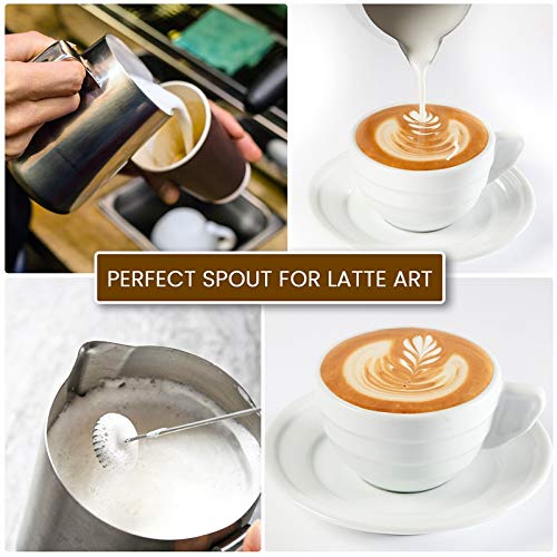 Milk Jug 600ml, Powder Shaker with Lid and Latte Art Pen Stainless Steel Milk Frothing Pitcher, for Hot Chocolate Cappuccino Coffee Latte Art Maker (600ML) - NewNest Australia