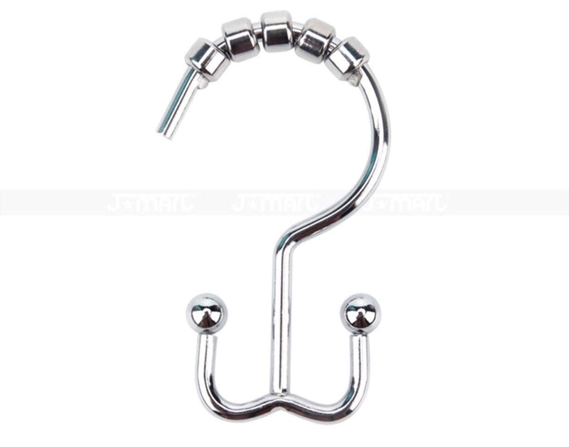 Happy Shopping Time Chrome Plated Double-Hook Shower Curtain Rings with Rollerrings, Set of 12 Hooks - NewNest Australia