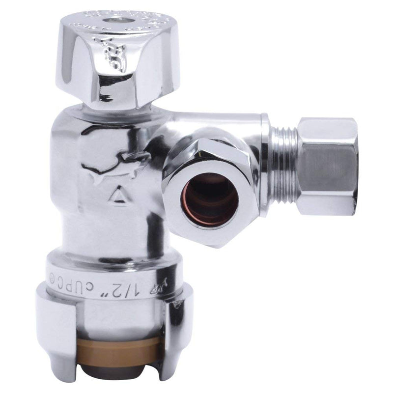 SharkBite 25558LF 1/2-Inch 3/8-Inch 1/2" Push-to-Connect x 3/8" Dual Compression Outlet Stop Valve, Chrome - NewNest Australia