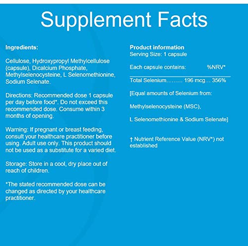 Tri-Selenium Complex Capsules - Contains Three Forms of Selenium, Sodium Selenate, Methylseloncysteine & L Selenomethione | Vegan Selenium Supplement 196mcg - NewNest Australia