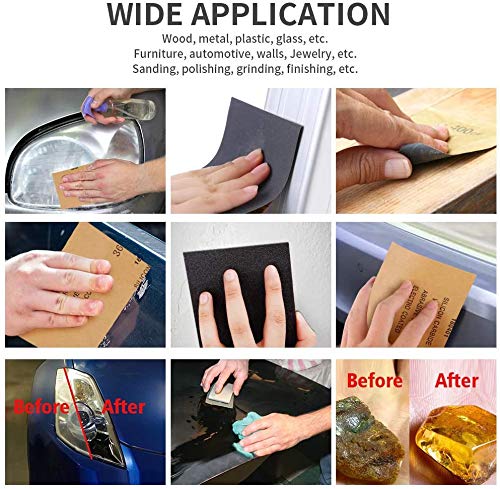 Sandpaper,42 Pieces shi 120 to 3000 Wet Sandpaper Classification Waterproof Abrasive Multipack Sandpaper Suitable for Wood car Furniture Metal polishing Surface - NewNest Australia