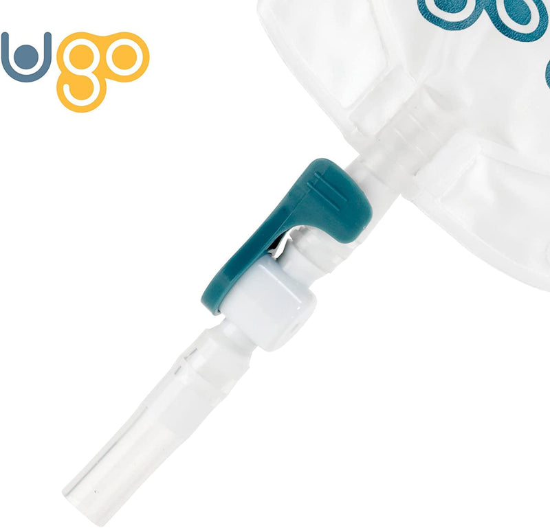 Ugo Leg Bags (x10) – Urine Drainage Bags/Catheter Leg Bags, T Tap or Lever Tap with Soft Fabric Backing and a Natural Leg-Shape Design (Pack of 10) (Ugo 6C - 350ml, Short Tube, Lever Tap) 1 Count (Pack of 10) - NewNest Australia