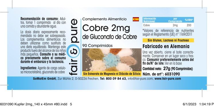 Fair & Pure® - copper tablets 2mg - copper gluconate - vegan - without magnesium stearate - 90 tablets - NewNest Australia