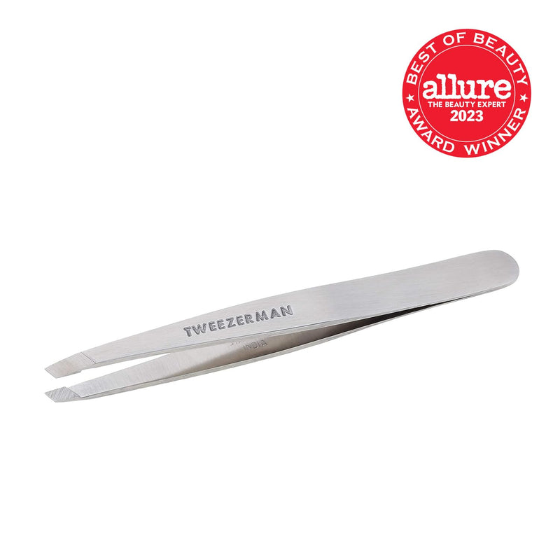 TWEEZERMAN Tweezers for plucking eyebrows, slanted tip, rustproof, stainless steel edition, pack of 1 - NewNest Australia