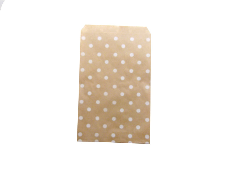 20 Qty 4" x 6" Decorative Flat Paper Gift Bags - White Polka-Dot on Brown Kraft Bags - For Sales/Treats/Parties Cookies/Gifts - N'icePackaging 4" x 6" 20 Bags - NewNest Australia