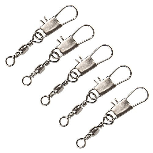 ReeMoo 200PCS Fishing Rolling Ball Bearing Barrel Swivel with Safety Snap Connector Fishing Accessories #2#4#6#8#10 - NewNest Australia