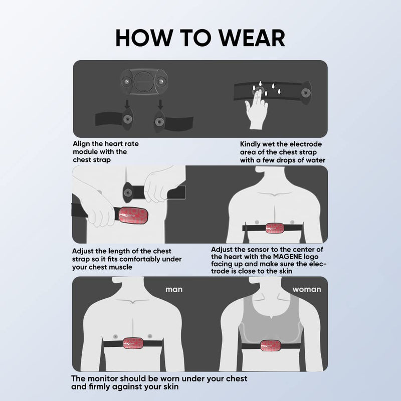 Magene H603 Chest Strap Heart Rate Monitor, ANT+ and Bluetooth Compatible with Fully Adjustable Strap, iPhone & Android Compatible Rose - NewNest Australia