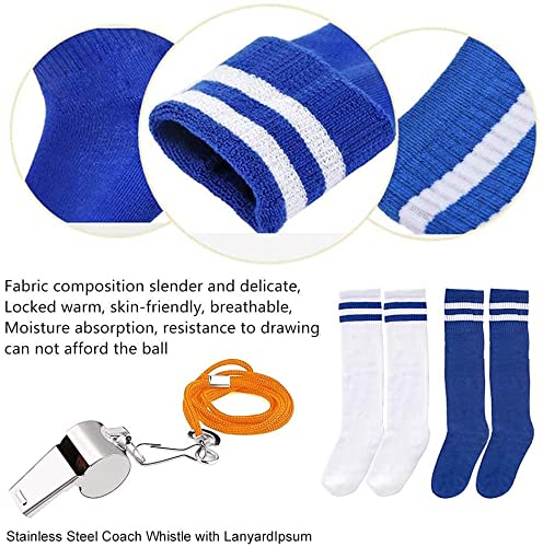 Wrzbest 2 Pair Kids Soccer Football Shin Guards Protector Calf Knee Protective Gear and 2 Pair Long Sleeve Socks with a Professional Referee Whistle for 3-13 Teenagers, Boys, Girls,Kids,Youth Ages 5 to 13 - NewNest Australia