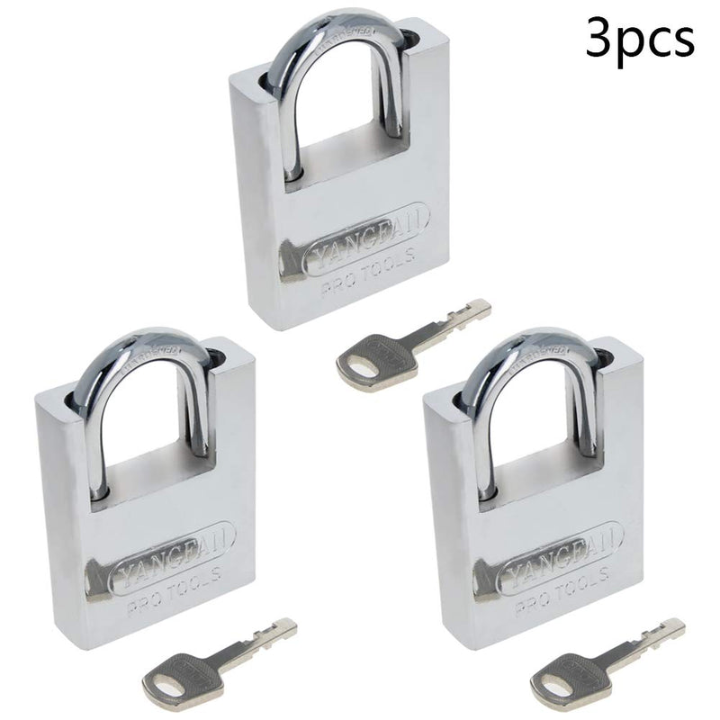 MroMax Shrouded Hardened Steel Padlock Anti Rust Lock Waterproof Padlock for Outdoor Use, 2.4inch Wide Lock, Keyed Alike 3Pcs - NewNest Australia