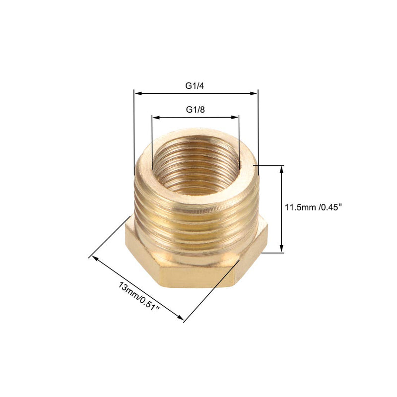 uxcell Brass Threaded Pipe Fitting G1/4 Male X G1/8 Female Hex Bushing Adapter 10pcs - NewNest Australia