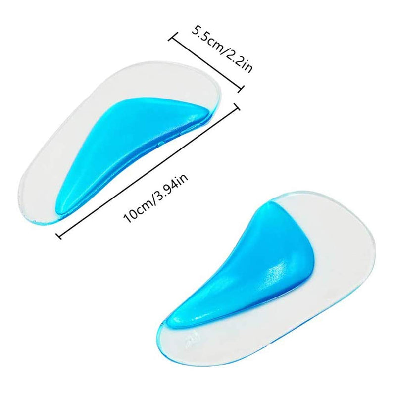 2 Pairs Gel Arch Support Insoles, Silicone Orthopedic Flat Feet Orthotic Arch Support Insoles Plantar Fasciitis Shoe Arch Support Gel High Heel Inserts Cushion Pads for Women Men (Blue) - NewNest Australia