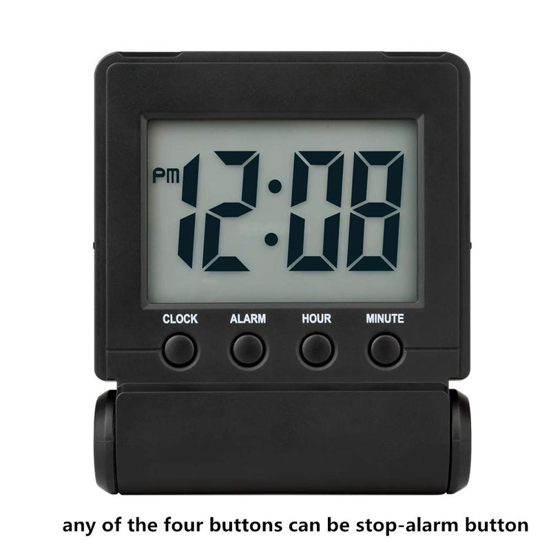 NewNest Australia - FAMICOZY Compact Digital Travel Alarm Clock with High/Low Volume Options,Simple to Set,Easy to Read,Bold Digits,Snooze Backlight,Quality Construction,2 AAA Battery Operated,Black Black 