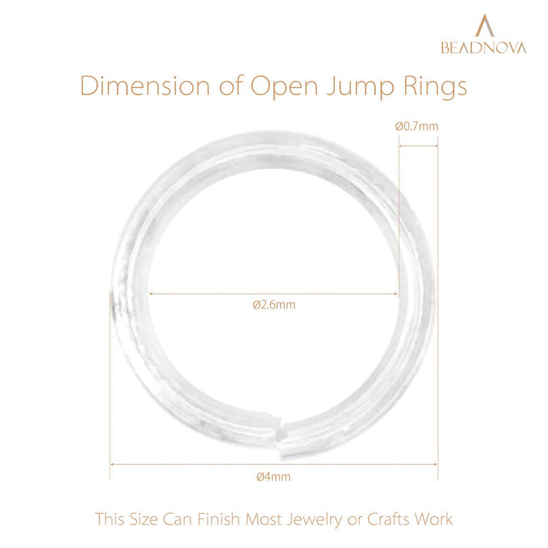 BEADNOVA 4mm Silver Jump Rings for Jewelry Making Open Jump Rings for Keychains and Necklace Repair (1200Pcs) 1200pcs - NewNest Australia