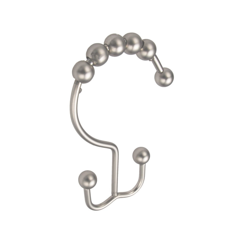 2lbDepot Double Shower Curtain Hooks Rings (Brushed Nickel, Satin Decorative Finish) Premium Rust Resistant Stainless Steel Metal Hook, Roller Balls Glide on Shower Rods, Set of 12 Brushed Nickel - NewNest Australia