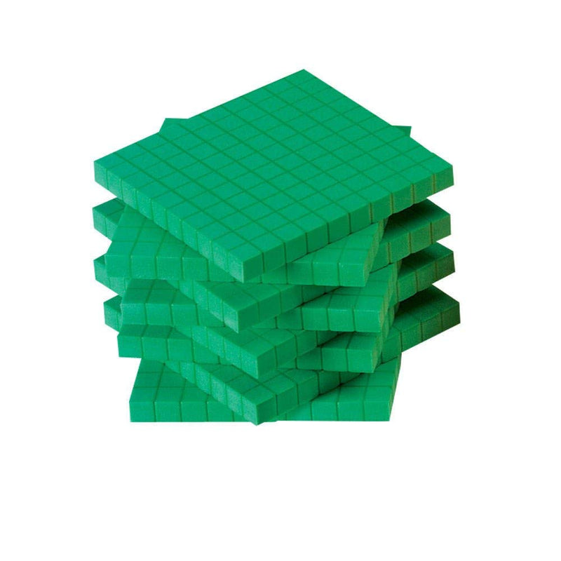 hand2mind Green Foam Base Ten Blocks Flats Set, Place Value Blocks, Counting Cubes for Kids Math, Base Ten Blocks Classroom Set, Math Blocks Kindergarten, Base 10 Math Manipulatives (Set of 10) - NewNest Australia