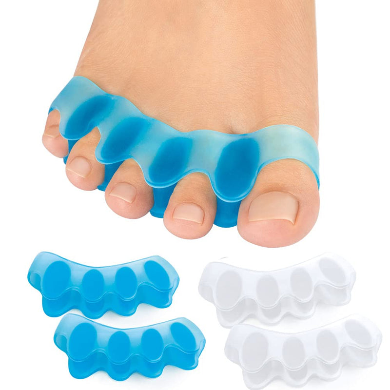 Sumiwish Toe Separators, 4 Pair (Blue and Clear) Soft Gel Toe Spacers to Correct Bunions, Toe Stretcher for Therapeutic Relief from Plantar Fasciitis, Hammer Toes, Claw Toes - NewNest Australia