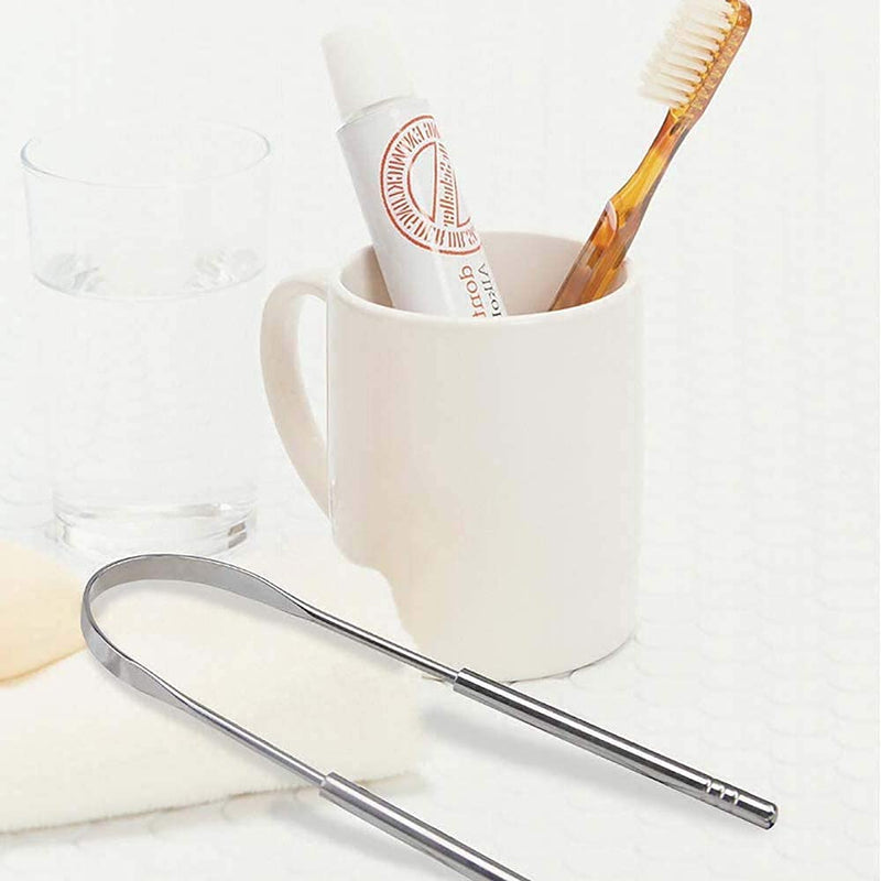 JOX Tongue Scraper Naturally Anti-Microbial - 100% Stainless Steel Tongue scrapers Tongue Care Tool Best Metal Tongue Cleaner and Bad Breath for Adults Oral Hygiene Includes 1 Cotton Bag (2) 2 - NewNest Australia