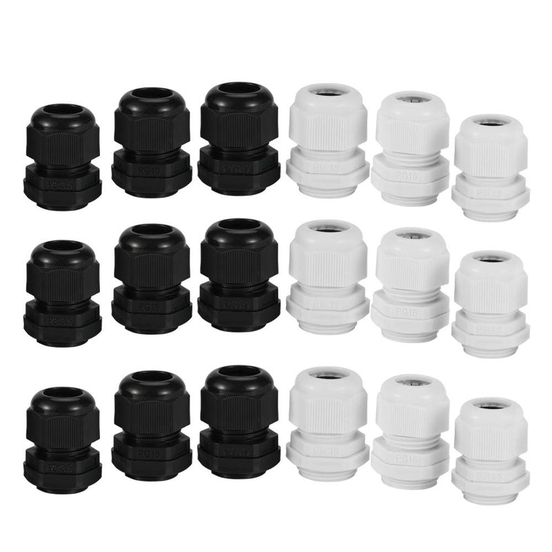 MAKERELE 45PCS Cable Gland Kit Plastic Waterproof Adjustable 3-15mm Cable Glands Joints,Black Black Cable gland kit - NewNest Australia