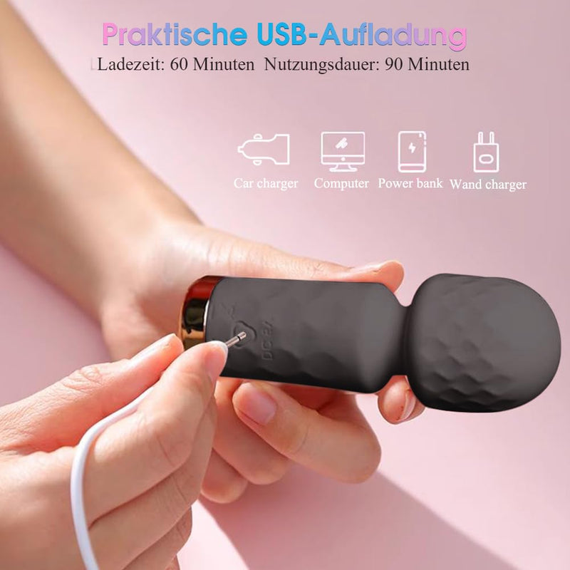 Auplay Mini Massage Stick Strong Vibration For Women Relaxation Muscle Soreness, Portable Small With 10 Vibration Modes, Quiet Wireless Silicone Hand Massager, Can Be Switched Freely - NewNest Australia
