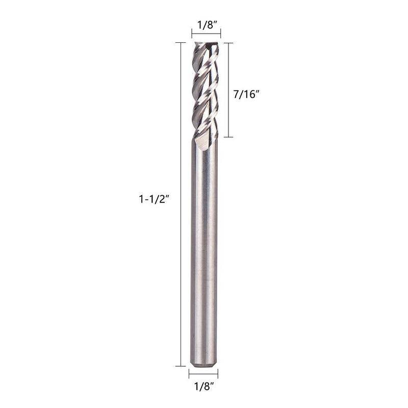 SpeTool 1/8 End Mills for Aluminum 3 Flutes CNC Spiral Router Bits for Aluminum Cut Non-Ferrous Metal Upcut 1.5 inches Long 5 Pieces 1/8 shank-1/8 head - NewNest Australia