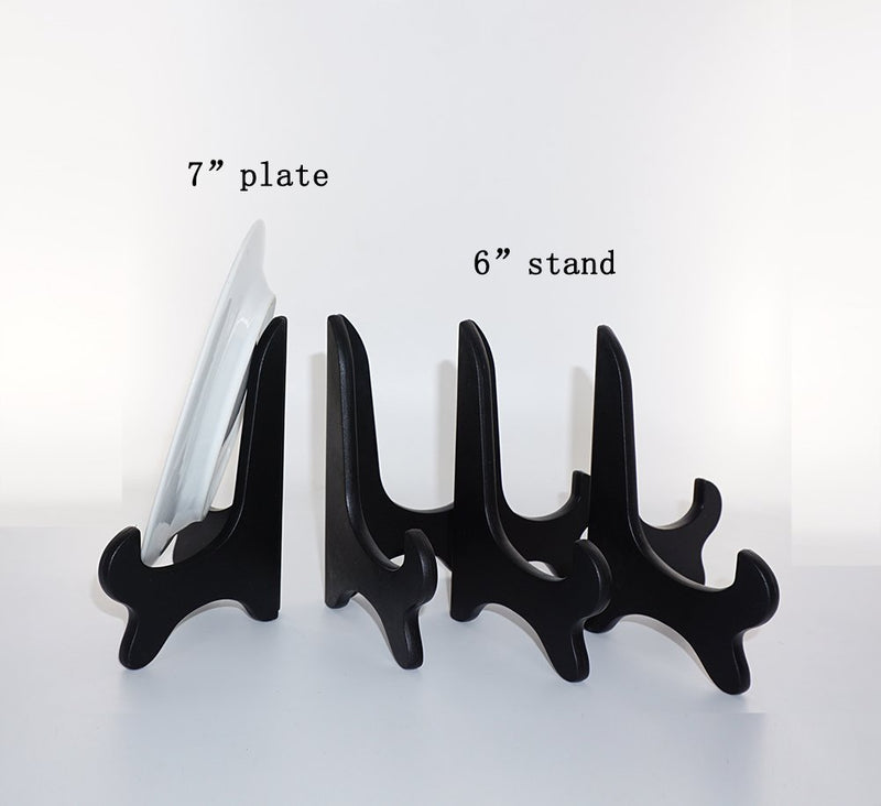 NewNest Australia - Artliving Black 6" Wood-Like Plastic Easels Plate Display Stands Picture Frame Stand Holder-Set of 4 6 inch 