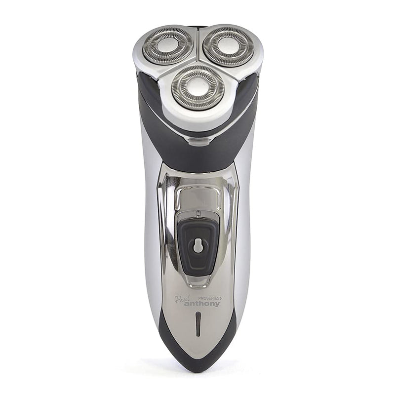 Paul Anthony Pro Series 3 Titanium Mens Cordless Rotary Shaver / 3 Titanium Steel Flexible Heads / 40 Minute Usage / Washable Head / Comfortable Rubberised Grip - Silver / Black - H5010BK Rotary Shaver Pro - NewNest Australia