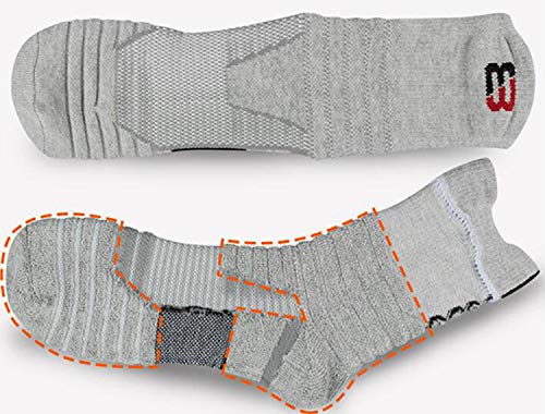 Kisgyst Men's Athletic Compression Crew Ankle Quarter Running Socks Elite Basketball Cushioned Training Socks 3 Pairs - NewNest Australia