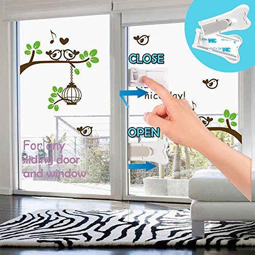 Sliding Door Lock for Child Safety 4 Pack, Baby Proof Lock for Patio, Closet, Shower, Window, Wardrobe, Childproof Cupboard Kitchen Cabinet Glass Door Latch, No Tools Needed - NewNest Australia