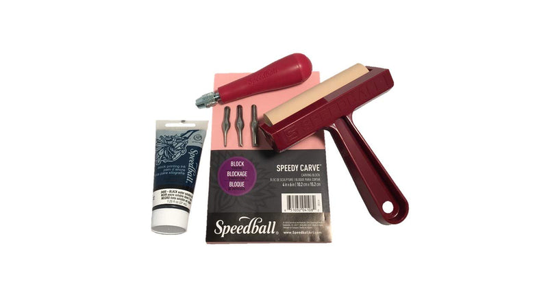 Speedball Super Value Block Printing Starter Kit – Includes Ink, Brayer, Lino Handle and Cutters, Speedy-Carve - NewNest Australia